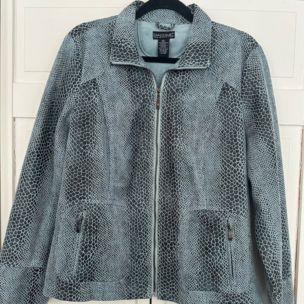 Dialogue Python Print Vegan Leather Jacket Size L… - image 1